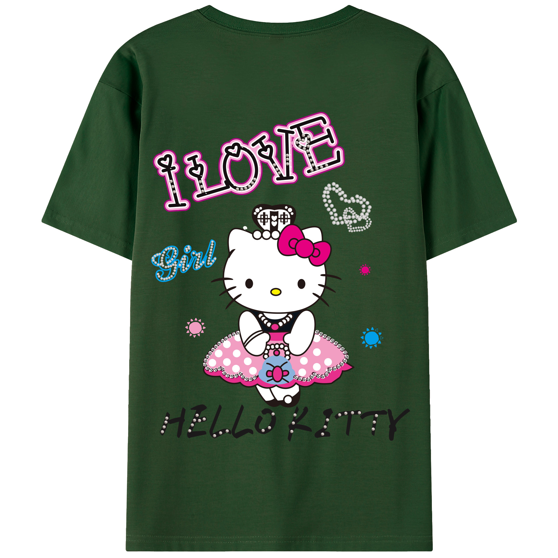 （画像用） Hello Kitty ハローキティ 綿100％半袖Tシャツ（背面プリント）